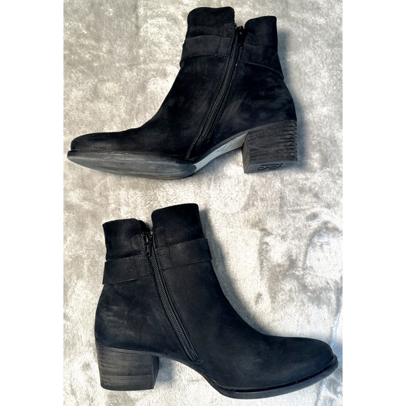 Paul Green Black Leather Nubuck Sheridan Ankle Moto Zip Boots Womens US Size 9 - Picture 2 of 9